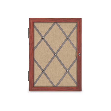 United Visual Products Sliding Door 16" Wood Framed Display Cas, UVDC1649-OAK-BLSPRU UVDC1649-OAK-BLSPRU